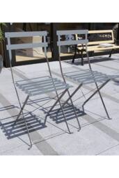 Home Discount Garden Vida Porto 2 Seater Metal Bistro Set Garden Furniture - 2 Chairs & Table in Dark Grey - thumbnail 5