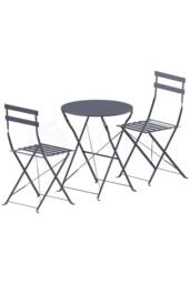 Home Discount Garden Vida Porto 2 Seater Metal Bistro Set Garden Furniture - 2 Chairs & Table in Dark Grey - thumbnail 6