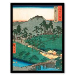 Artery8 Utagawa Hiroshige Framed Wall Art Print Ueno in Iga Province in Green - Size: A4 - thumbnail 1