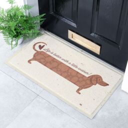 Artsy Mats Wiener Sausage Dog Indoor & Outdoor Doormat - 70x40cm in Beige - Size: 40 cm x 70 cm - thumbnail 1