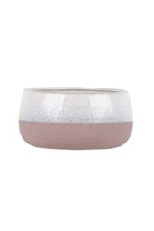 KDMD Hortus Pink & White Bordeaux Stoneware Pot 13.5cm H x 25.5cm Dia - thumbnail 1