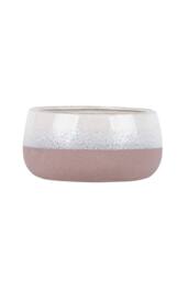 KDMD Hortus Pink & White Bordeaux Stoneware Pot 13.5cm H x 25.5cm Dia - thumbnail 2