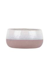 KDMD Hortus Pink & White Bordeaux Stoneware Pot 13.5cm H x 25.5cm Dia - thumbnail 3