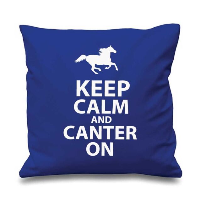 "60 SECOND MAKEOVER Blue Cushion Cover Keep Calm & Canter On 16"" x 16"" Daughter Friend Gift Decorative Cushion Home Horse Equestrian"