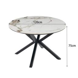 More4Homes Calne Sintered Stone Ceramic Round Dining Table in Warm White - thumbnail 5