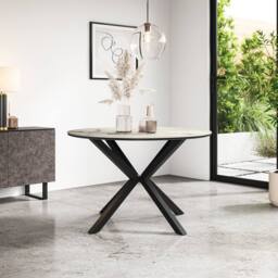More4Homes Calne Sintered Stone Ceramic Round Dining Table in Warm White - thumbnail 1