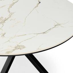 More4Homes Calne Sintered Stone Ceramic Round Dining Table in Warm White - thumbnail 4