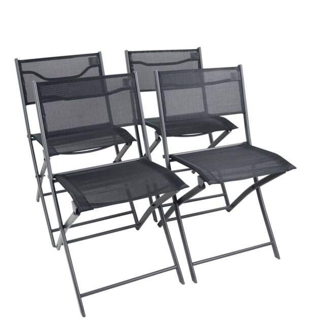 VCM 4-piece garden chair Folding chair Sumila in Black - image 1