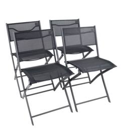 VCM 4-piece garden chair Folding chair Sumila in Black - thumbnail 7