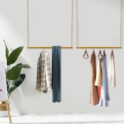 Kelvenix 2Pcs Gold Clothes Display Rail Garment Hanging Clothing Rack - thumbnail 3