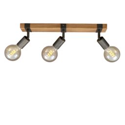 BRILONER Gunmetal Wood 3xE27 25W Requires Bulb Spotlight in Grey