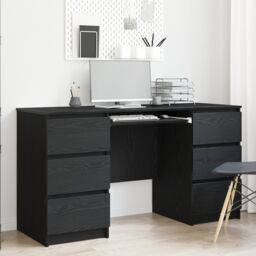 Berkfield Home Desks 2 pcs Black Oak 140x50x76 cm Engineered Wood - Size: 140 x 50 x 76 cm - thumbnail 1