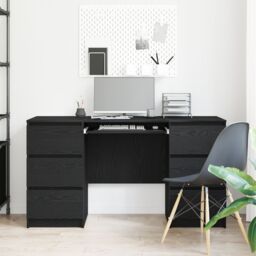 Berkfield Home Desks 2 pcs Black Oak 140x50x76 cm Engineered Wood - Size: 140 x 50 x 76 cm - thumbnail 4