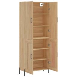 Berkfield Home Highboard Sonoma Oak 69.5x34x180 cm Engineered Wood in Light Tan - thumbnail 4