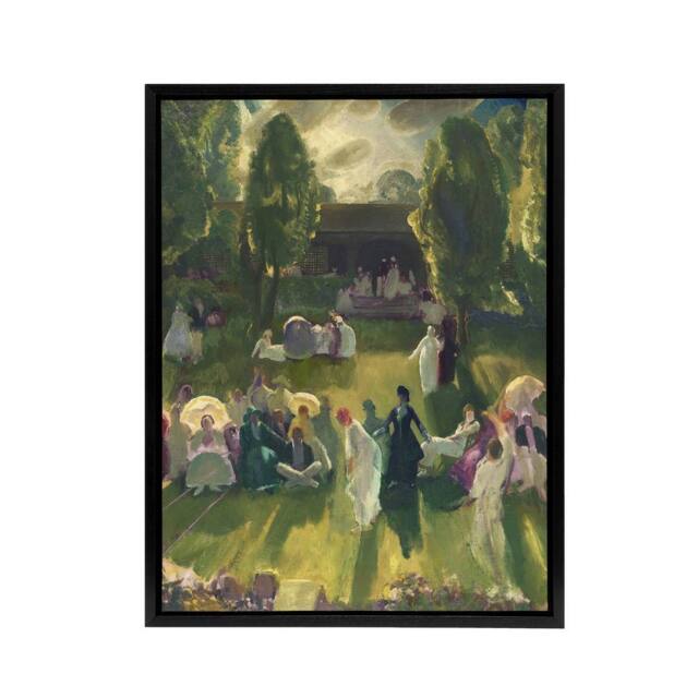 "Artery8 George Bellows Tennis at Newport Painting Detail Framed Canvas Art in Green - Size: W12"" x H16""" - image 1