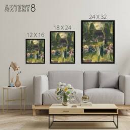 "Artery8 George Bellows Tennis at Newport Painting Detail Framed Canvas Art in Green - Size: W12"" x H16""" - thumbnail 4