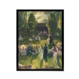 "Artery8 George Bellows Tennis at Newport Painting Detail Framed Canvas Art in Green - Size: W12"" x H16""" - thumbnail 1