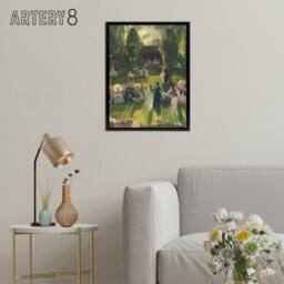 "Artery8 George Bellows Tennis at Newport Painting Detail Framed Canvas Art in Green - Size: W12"" x H16""" - thumbnail 3