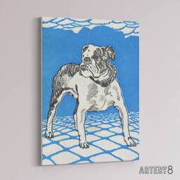 "Artery8 Dog Lover Bulldog Animal Portrait Moriz Jung Canvas Wall Art Print in Blue - Size: W18"" x H24""" - thumbnail 2
