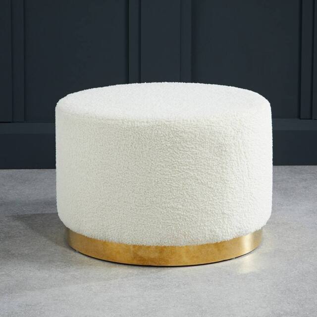 Lemon Pavilion Furniture Lara Pouffe Ted Fabric Large - Boucle - W60 x H40 cm - White - Size: 1 Pack - image 1