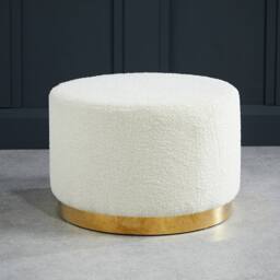 Lemon Pavilion Furniture Lara Pouffe Ted Fabric Large - Boucle - W60 x H40 cm - White - Size: 1 Pack - thumbnail 1