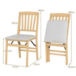 Costway Dining Chair Set of 2 Folding Chairs with Padded Seat in Natural - thumbnail 4