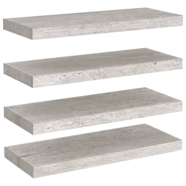 Berkfield Home Floating Wall Shelves 4 pcs Concrete Grey 60x23.5x3.8 cm MDF - image 1