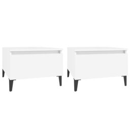 Berkfield Home Side Tables 2 pcs White 50x46x35 cm Engineered Wood - Size: 50 x 46 x 35 cm - thumbnail 2
