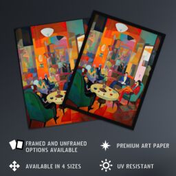 Artery8 The Cocktail Party Modern Colourful Abstract Kitsch Artwork Framed Wall Art Print A4 in Black - thumbnail 2