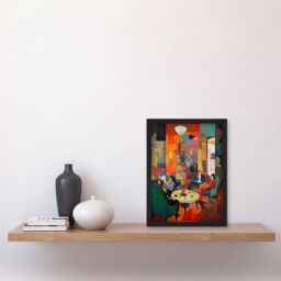 Artery8 The Cocktail Party Modern Colourful Abstract Kitsch Artwork Framed Wall Art Print A4 in Black - thumbnail 4