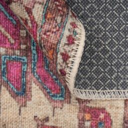 Kukoon Teal Pink Multicolour Distressed Persian Style Non Slip Washable Low Pile Rug in Fuchsia - Size: 60 cm x 240 cm - thumbnail 5