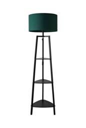 ValueLights Hiru Black 3 Tier Shelf Floor Lamp with Large Drum Shade & Bulb in Bottle Green - thumbnail 6