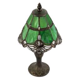 Happy Homewares Quirky & Petite Coloured Stained Glass Tiffany Lamp with Clear Beads in Green - thumbnail 3