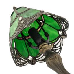 Happy Homewares Quirky & Petite Coloured Stained Glass Tiffany Lamp with Clear Beads in Green - thumbnail 4