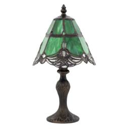Happy Homewares Quirky & Petite Coloured Stained Glass Tiffany Lamp with Clear Beads in Green - thumbnail 1