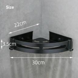 VOGREX 3Pcs Self Adhesive Corner Shower Caddy Bathroom Organiser Rack in Black - thumbnail 3