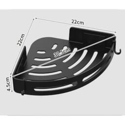 VOGREX 3Pcs Self Adhesive Corner Shower Caddy Bathroom Organiser Rack in Black - thumbnail 2