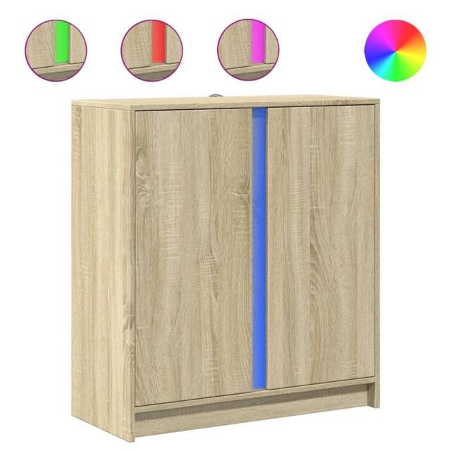 Berkfield Home Sideboard with LED Sonoma Oak 77x34x85 cm Engineered Wood in Light Oak - Size: 77 x 34 x 85 cm - image 1