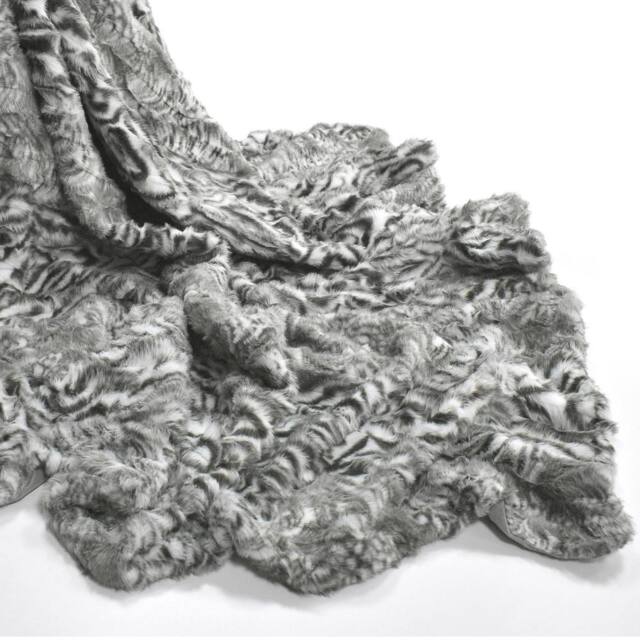 Velosso Luxurious Faux Rabbit Fur Blanket, Cozy Thermal Warm Grey Throw - Size: 125 cm x 150 cm