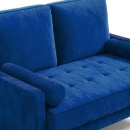 Dprodo 121CM Velvet Love Seat Couch with 2 Pillows in Blue - Size: 1 Pack - thumbnail 8