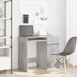 Berkfield Home Durable Desk Concrete Grey 86x49x76 cm Engineered Wood - Size: 86 x 49 x 76 cm - thumbnail 2