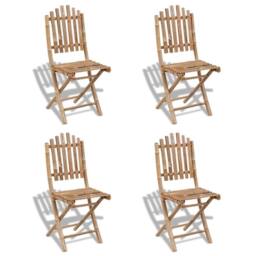 Berkfield Home Durable Foldable Outdoor Chairs Bamboo 4 pcs in Brown - thumbnail 2