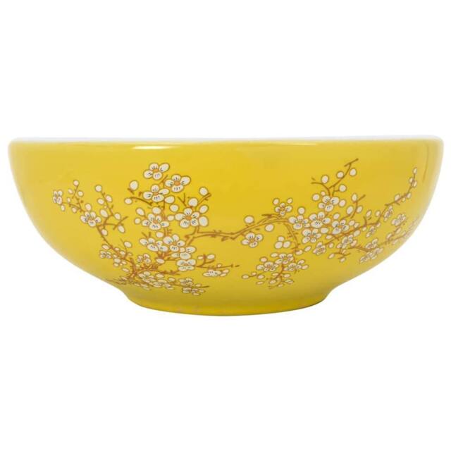 Berkfield Home Countertop Basin White & Yellow Round Œ¶41x14 cm Ceramic - Size: 41x14 cm - image 1