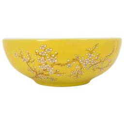 Berkfield Home Countertop Basin White & Yellow Round Œ¶41x14 cm Ceramic - Size: 41x14 cm