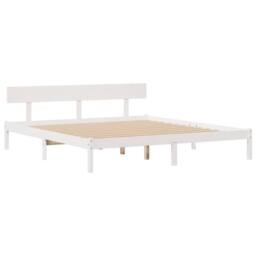 Berkfield Home Bookcase Bed Frame Wax Brown 120x190cm Small Double Solid Wood Pine in White - Size: Super King - thumbnail 5