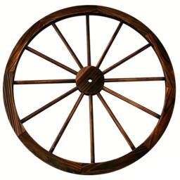 Gr8 Garden 90cm Rustic Wooden Wagon Wheel Garden Décor in Brown - thumbnail 2