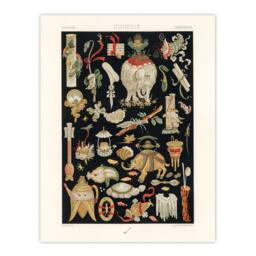 "Artery8 Chinese Ornamental Objects Racinet Vintage Wall Art Print Poster in Black - Size: W12"" x H16""" - thumbnail 1