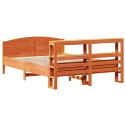 Berkfield Home Decorative Bed Frame without Mattress Wax Brown 135x190 cm Double - thumbnail 6