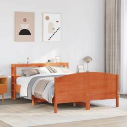Berkfield Home Decorative Bed Frame without Mattress Wax Brown 135x190 cm Double - thumbnail 2