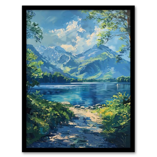 "Artery8 Lake District Acrylic Helvellyn View Summer Peace Framed Art Print in Blue - Size: W12"" x H16""" - image 1